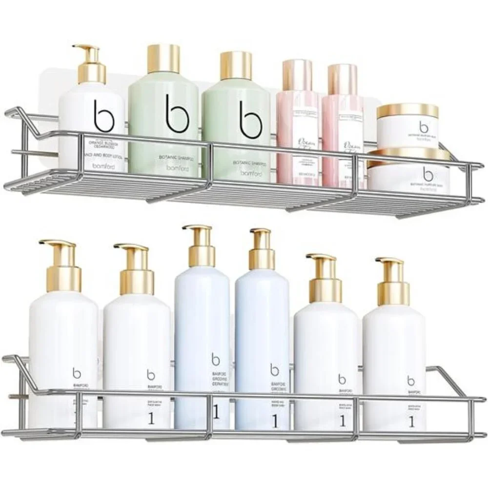 Adhesive Shower Caddy Shelf Shower Wall Organizer,Large Capacity Bathroom